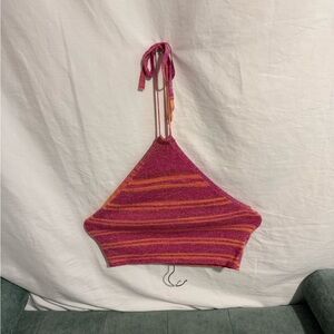 Pink and Orange Knit Halter Top